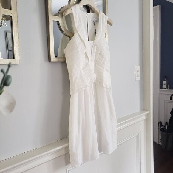 NWT REISS 6 White Gauzy Ruched Front Feminine Flirty Bridal After Party Dress - Picture 15 of 17